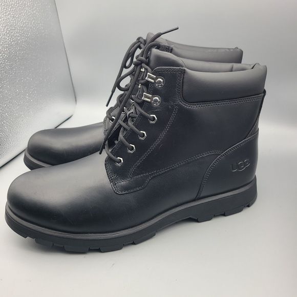 UGG Mens Boots Stenton Waterproof Leather Black Lace Up Workboots US 13 New main image 8
